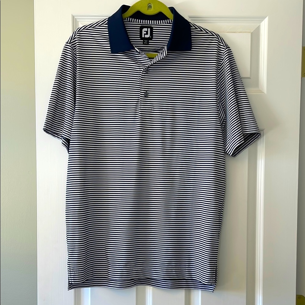FootJoy Men's Navy Striped Polo Shirt S
